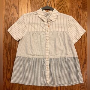Madewell x The New Denim Project® Stripe-Mix Seamed Button-Down Shirt Sz XS
